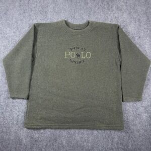 Vtg Polo Sport Sweatshirt Mens Large Green Graphic Fleece Pullover